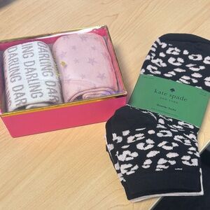 kate spade Black and Pink Patterned Socks Set